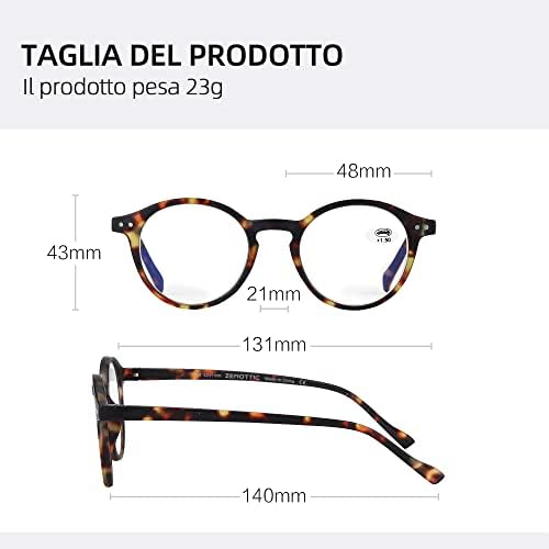 משקפי קריאה זנוטיים אור כחול חוסם משקפיים עגולים לגברים בהגדלה של נשים 0.0 1.0 1.5 2.0 2.5 3.0 3.5