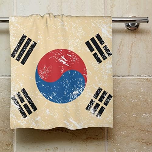 רטרו דרום קוריאה דגל מגבות ידיים פנים וגוף כביסה מטלית רכיבה רכה עם חמוד מודפס למלון מטבח אמבטיה