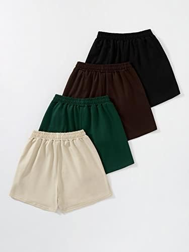 Gorglitter's Women's 4 Pack Letter מכנסי זיעה גרפיים קצרים מיתרים מותניים מותניים מכנסיים מקצרים