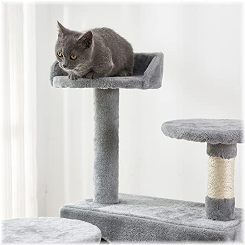 חתול מגדל, 52.76 סנטימטרים חתול עץ עם סיסל מגרד לוח, רב-רמת חתול עץ מגדל דירה עם מרופד פלטפורמה, 2 יוקרה דירות,