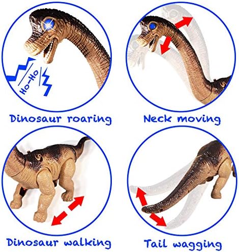 ביצת הנחת יורה ברכיוזאור דינוזאור אלקטרוני סוללה מופעל צעצוע דמות עם מתנדנד פעולה, שואג נשמע ונורות הובילו-גדול