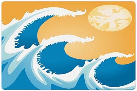 אמבסון יפני לחיות מחמד מחצלת עבור מזון ומים, ענק גלי ים בקיץ הצהריים אמנות תמונה טרופי אוקיינוס