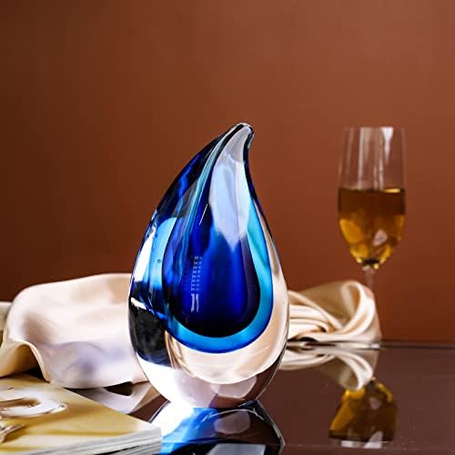 יאו יואן פסל זכוכית מפוצץ ביד פסל זכוכית פסל זכוכית בסגנון מוראנו ופסלון מתנה נפלאה, כחול