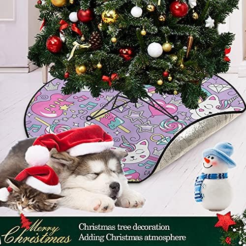 מחצלת עץ חג המולד Visesunny חתול קשת קשת קשת עץ עמד