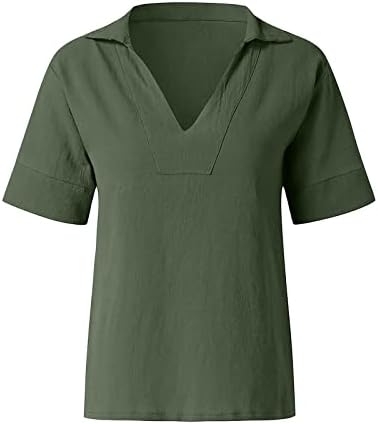 חולצת טשטון כותנה לנשים צמרות חולצות אופנה צבעוניות טוניקה טוניקה שרוול קצר מזדמן V חולצות גדולות