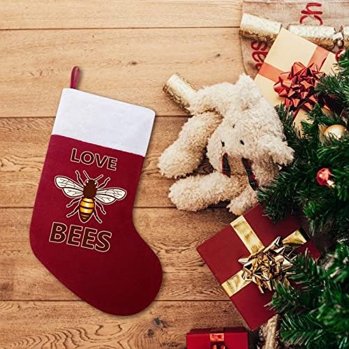 דבורים אהבה אדומות לחג חג המולד גרביים לקישוטים לבית לאח עץ חג המולד גרביים