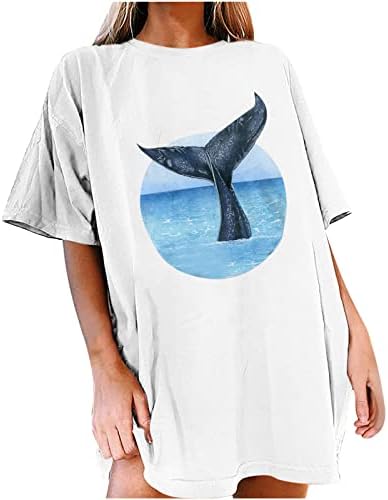 מקרית טוניקת חולצה לנשים רופף גדול גופיית קיץ קצר שרוול חולצות אופנה חולצה לווייתן טיז