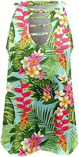 נשים בראנץ ' חולצה ללא שרוולים להחליק כותנה סירת צוואר פרחוני גרפי הוואי טרופי למעלה אפוד חולצת טי עבור