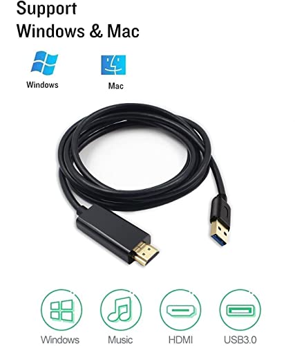כבל מתאם USB עד HDMI עבור Mac iOS Windows 10/8/7/Vista/XP, USB 3.0 ל- HDMI HD HD 1080P צג תצוגה תצוגה