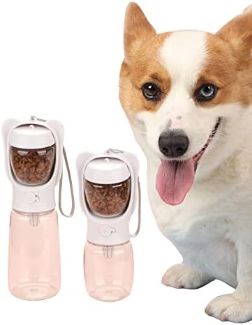 קוויני כלב נסיעות מים בקבוק, 2 ב 1 נייד מתקן מים עם מזון מיכל עבור חיצוני הליכה גור חתולי כלבים אור