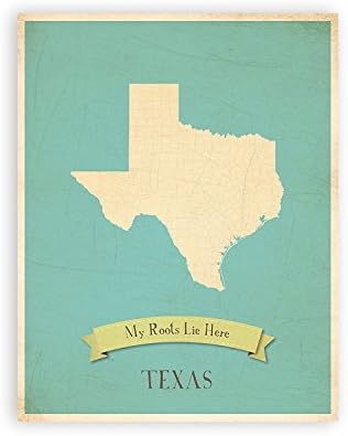 השורשים שלי טקסס אישית קיר מפת 08 * 10 אינץ הדפסה, ילד של טקסס מפת קיר אמנות, ילדים של טקסס