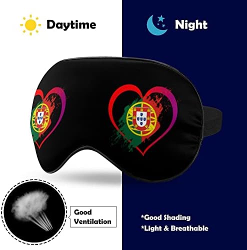 לב של דגל פורטוגל מסכות עיניים רכות עם רצועה מתכווננת קלה משקל נוח מכסה עיניים לשינה