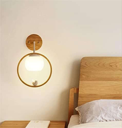 קיר מנורת יומן עץ זכוכית ציפור פמוטצד המיטה תאורה יפני חדר שינה מחקר מתקן נורדי דקור