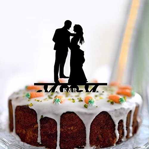 אירוסין חתונה עוגת טופר אקריליק שחור מותאם אישית כפרי לזוגות לחתונה אירוסין מסיבת קישוטי חתונה מתנות