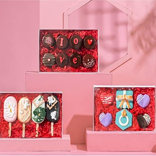 אפייה רומנטית 50 מארז קופסאות עוגיות קטנות עם חלון 9 1/2 איקס 6 איקס 1 1/4 קופסאות מאפיית מאפה למקרון, עוגייה,