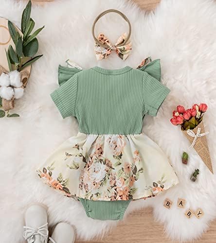 Hibobi יילוד תינוקות תינוקות בגדי בועה פרחונית תינוקת קיץ רומפר קשת שמלת פרע סרבל סרבל גוף גוף גוף