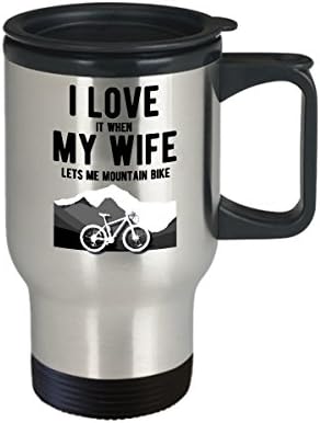 ספל נסיעות אופני הרים אני אוהב את זה כשאשתי נתנה לי רכיבה על אופניים נירוסטה מצחיקים 14 גרם כוס