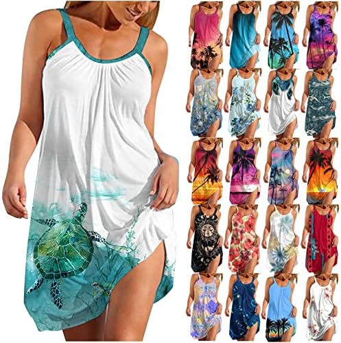 שמלות קיץ של ג'יאלוו לנשים חוף חוף בוהו פרחוני מודפסים עם שרוולים ללא שרוולים מזדמנים פלוס גודל שמלת