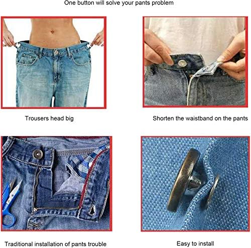 17 ממ החלפת ג ' ינס כפתורים, 12 סטים התאמה מושלמת מיידי מתכוונן מכנסיים כפתור,לא-לתפור ללא ציפורניים נשלף