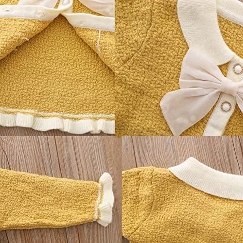 פעוטות תינוקות תינוקות סתיו תלבושת חורפית כפתורים סרוגים סוודר חצאית מיני פרוע שרוול ארוך שמלת טוטו 2 יחידים