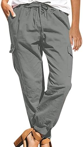 מכנסי טרנינג לנשים עם כיסים מכנסיים אופנתיים לנשים שרוך כיס מכנסיים מזדמנים מכנסיים אופנה