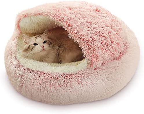 עגול חתול מיטה-רך סופגנייה כלב מיטה, מיטות לחיות מחמד לכלבים קטנים חתולים, חורף חם שינה רך מרגיע מיטה