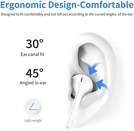 אוזניות Dapolp 2 Pack קוויות, חצי אוזניות חוטיות באוזן, סטריאו בס, אוזניות כפתור בקרת שיחה מובנות,