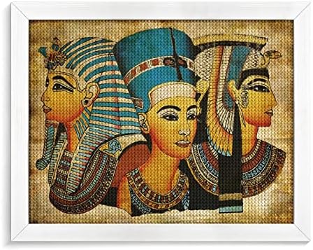 רטרו עתיק אמנות מצרית ערכות ציור יהלומים מסגרת תמונה 5D DIY מקדחה מלאה ריינסטון אמנויות עיצוב קיר למבוגרים עץ לבן