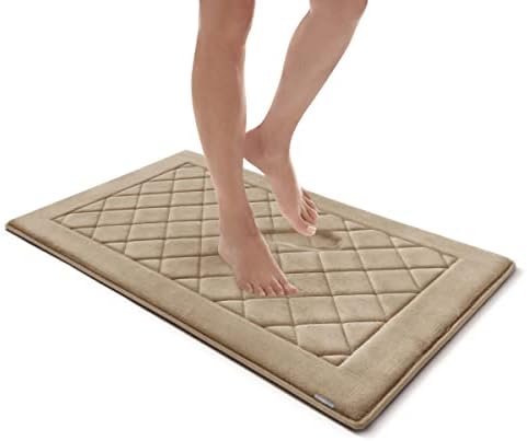 שטיח אמבטיה רקום יהלומי קורטקס מיקרו-יבש לאמבטיה, שטיחי אמבטיה מקצף זיכרון עם בסיס עמיד להחלקה של גריפטקס, שטיח