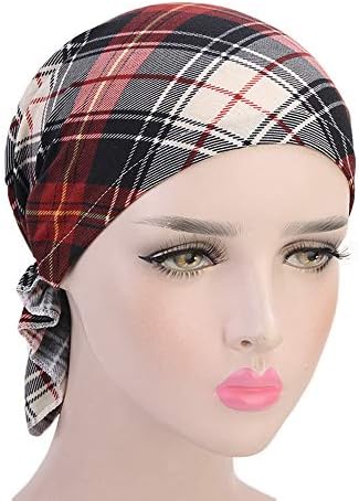 נשים לפרוע טורבן כובע אופנה פרחוני הדפסת מוסלמי אתני לעטוף טורבן כובע רך קומפי קפלים שיער מכסה ראש