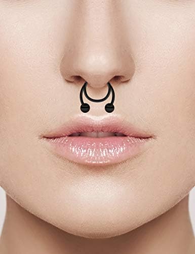 מזויף מחץ האף חישוק טבעות נירוסטה פו שפתיים אוזן האף מחץ טבעת ללא פירסינג קליפ על האף חישוק טבעות