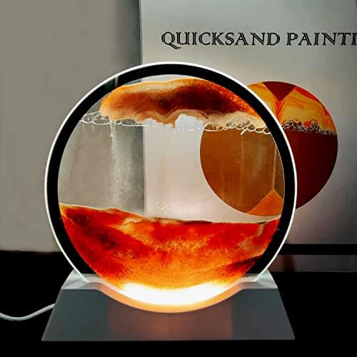 3 ד זורם חול ציור מנורת שולחן, נע חול אמנות מנורת שולחן, 360 סיבוב שעון חול קישוט יצירתי אמנות חול