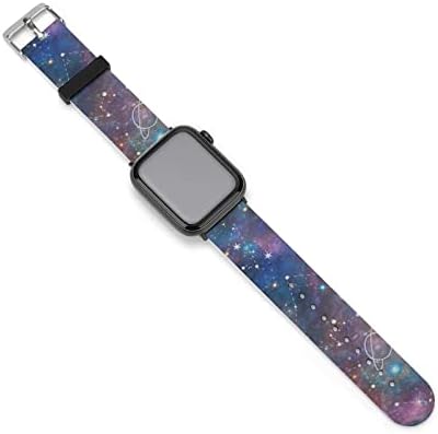 Constellation Moon and Planet Galaxy Watch Strap Strap עבור Apple Iwatch Series 8 7 6 5 4 3 2 1 SE 38 ממ/40 ממ/42