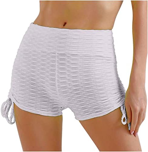 מכנסי ספורט לנשים נשים מותניים גבוהות מכנסיים קצרים בועה מרקם סקרנץ 'הרמת קת מכנסיים קצרים אימון מכנסיים