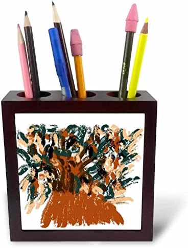 3רוז תמונה של ציור מופשט עץ עם עלים וענפים-אריח עט מחזיקי