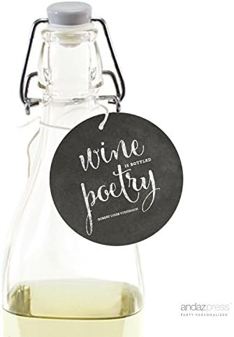 אנדז עיתונות יין בקבוק מעגל מתנה תגים, בציר לוח סגנון, יין הוא בבקבוקים שירה, רוברט לואיס סטיבנסון