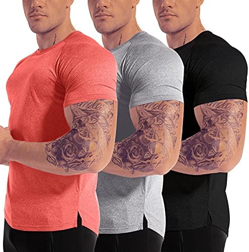 3 גברים בגברים כושר יבש כושר חדר כושר שרוול קצר חולצה לחות לחות מפתחים ביצועים אתלטים פעילים