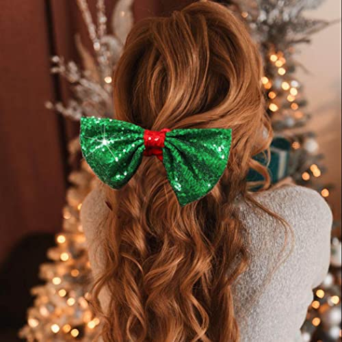 ברטוסי חג המולד קשת קשרי שיער ירוק קשת פצפוצי שיער אלסטי שיער פצפוץ קטיפה שיער להקות שיער קשת