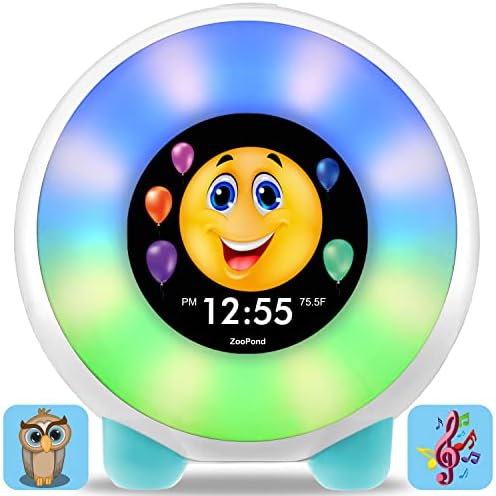 Zoopond - שעון מעורר מלאי תצוגה ניידת מלאה לילדים, שעון מעורר לילדים, אור ליל ילדים, בסדר לשעון להתעורר, לעיר