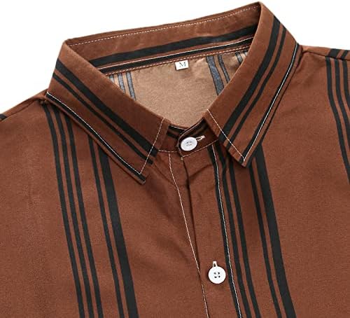 חולצות מפוסות לגברים של Beuu כפתור שרוול קצר למטה חולצת טי קיץ רזה מתאים וינטג 'חולצות מזדמנים חולצות