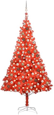 vidaxl עץ חג מולד מלאכותי עם נוריות LED וכדור סט ביתי גינה חיצונית חג חג המולד עונתי עונתי קישוט