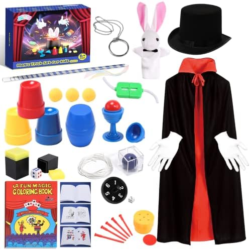 ערכת טריק קסמים קסומה לערכת קסם לילדים לבנים ולבנות, קוסם מעמיד פנים שהשחק להתלבש עם שרביט קסמים, כובע