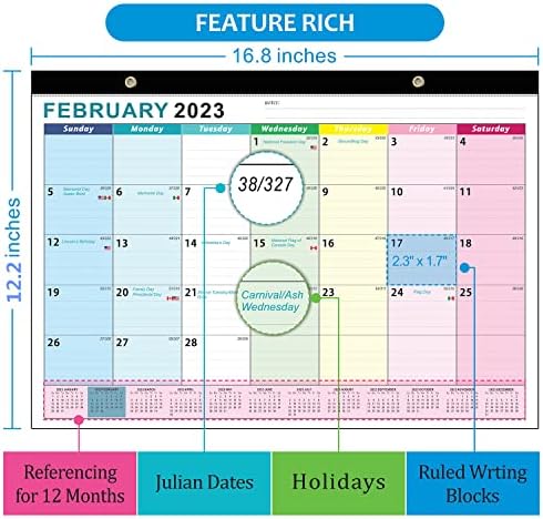 2023 עד 2024, לוח השנה של 18 חודשים, לוח שנה קיר, לוח שולחן עבודה, צבע 16.8x12.2 אינץ '