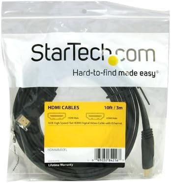 Startech.com 10 רגל שטוח במהירות גבוהה HDMI עם Ethernet - Ultra HD 4K X 2K HDMI כבל - HDMI ל- HDMI