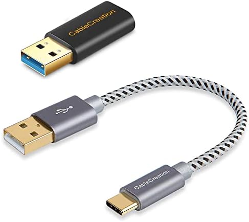 צרור - 2 פריטים: כבל USB C קצר + USB3.1 C נקבה ל- USB מתאם גברים
