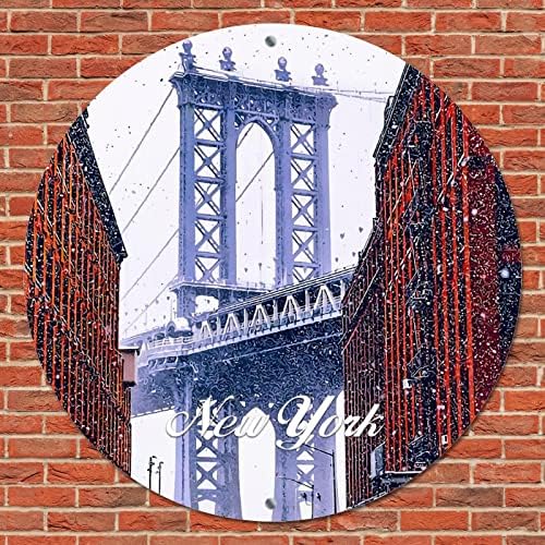 שלט פח מתכת עגולה אמריקאית מדינת ניו יורק ניו יורק ניו יורק נוף קו סקייל נוף עירוני נוף עיר