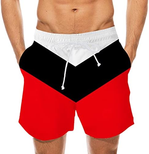 מכנסיים קצרים מזדמנים של גברים, מכנסי המותניים האלסטיים בקיץ 3D מודפסים צבע מפוספס.