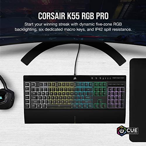 Corsair Harpoon RGB Wireless & K55 RGB Pro -Dynamic RGB תאורה אחורית - שישה מפתחות מאקרו, שחור