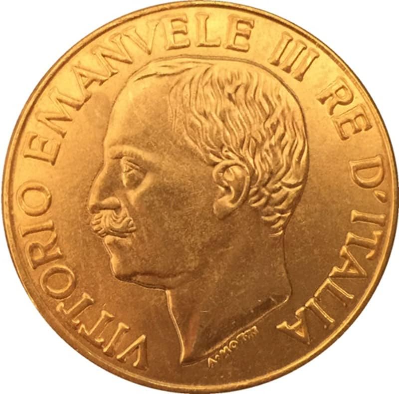1922-1923 מטבע איטלקי 100 לייר טהור נחושת זהב מצופה מכסף עתיק כסף מלאכת מטבע