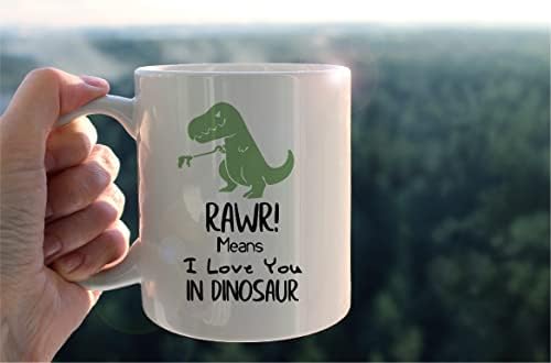 קונליסה כוס ספל דינוזאור מצחיק, רוזה פירושו שאני אוהב אותך בדינוזאור קרמיקה ספל -11oz כוס ספל תה חלב